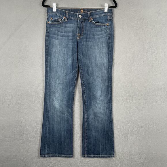 7 For All Mankind Jeans Womens 28 Blue Bootcut Stretch Denim Made USA Classic - Picture 1 of 10